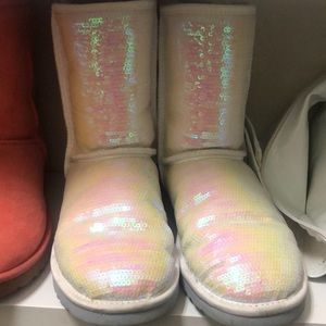 Sequined white with a little shine of pink UGG